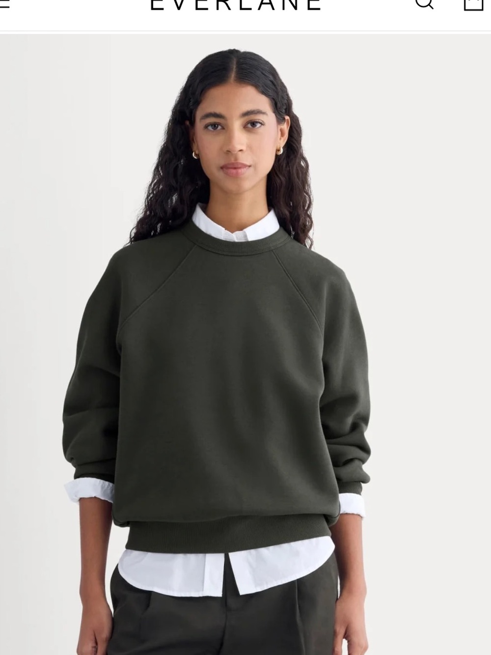 Everlane XL luxe fleece raglan crewneck sweatshirt washed black $85
